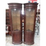 Pair of good quality mahogany and walnut veneered corner cupboards with glazed and panelled doors, 6