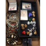 Costume jewellery including glass heart pendants, necklaces and bangles