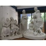 Three Victorian Parian porcelain figures to include Darby and Joan