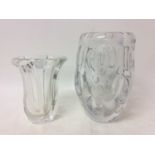 Two Sèvres clear art glass vases