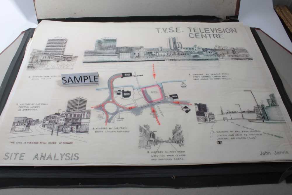 Portfolio containing handdrawn plans for TVSE Television Center and Mile End Leisure Center, various - Image 4 of 6