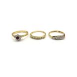 Three 18ct gold rings