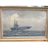 Bill Wynn Werninck (20th century) oil on board 'HMS Hermes', signed, 32 x 50cm, framed