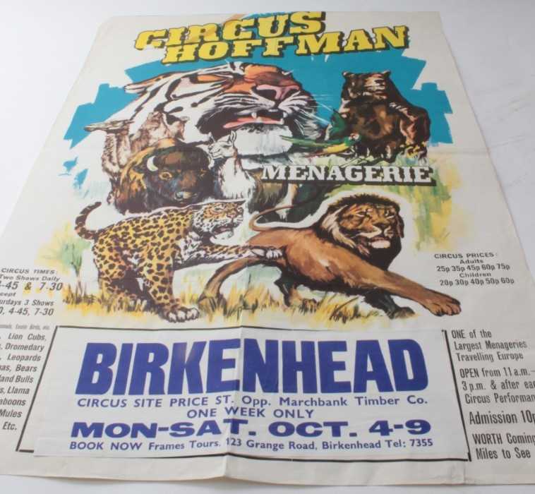 Circus Poster Hoffamnn Menagerie 1970s printed by Berry Bradford.