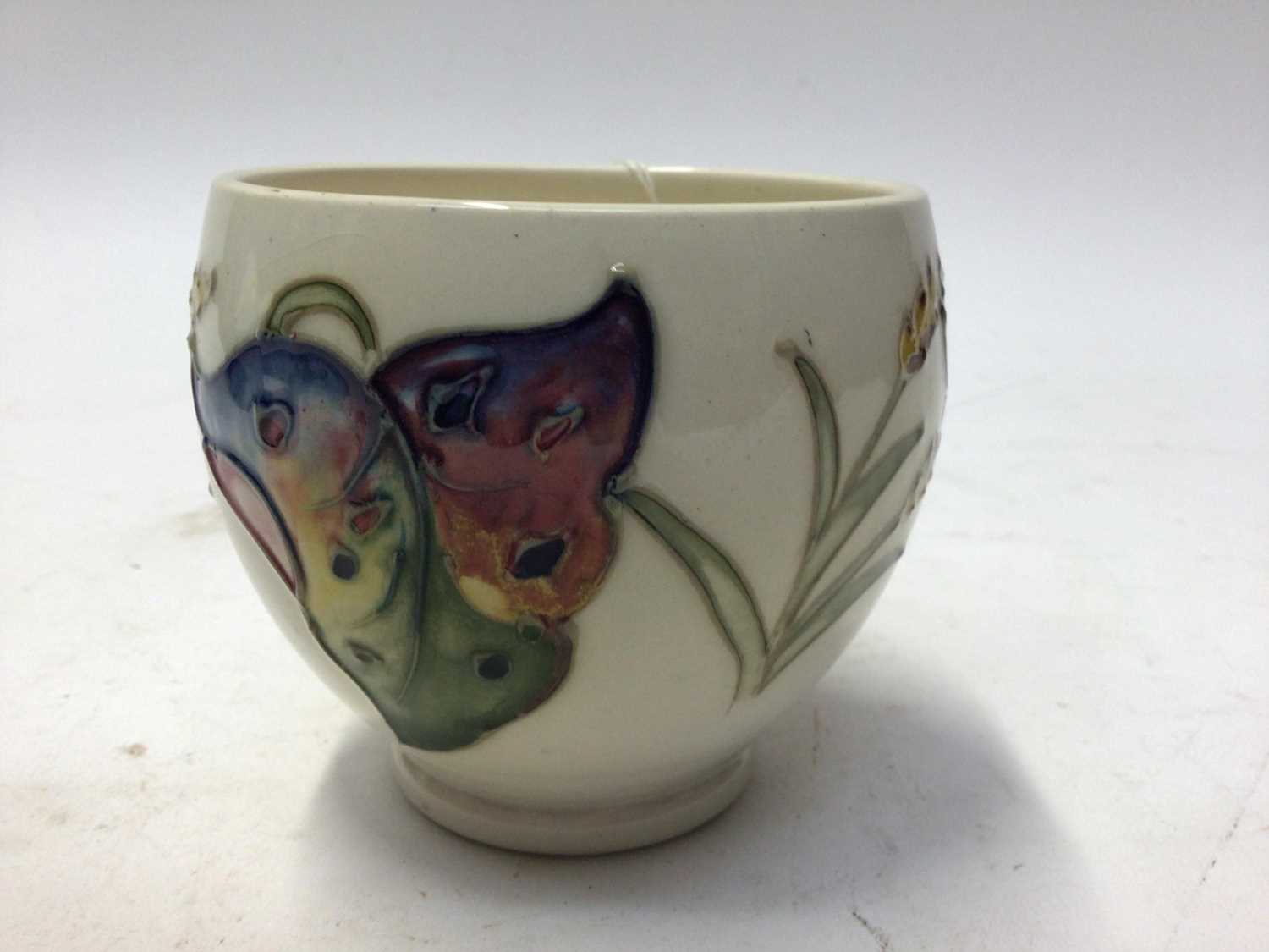 Moorcroft pottery vase/pot with tube lined vine leaf and wheat design, with original paper label to - Image 2 of 3