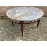 French marble topped circular coffee table, 81cm diameter, 47cm high