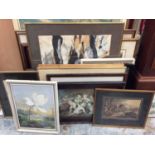 Mid 20th century oils on canvas, decorative prints and sundry pictures
