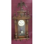 Late 19th / early 20th century walnut Vienna style wall clock