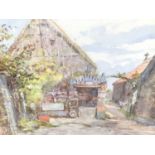 Late Victorian English School watercolour - a rural village, 16cm x 25cm, in glazed frame