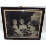 After Reynolds, black and white engraving - The Ladies Waldegrave, 50cm x 60cm, in glazed gilt and e