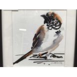 English School, contemporary, watercolour - A Sparrow, indistinctly signed, 15cm x 14cm, in glazed f