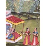 Indian School gouache - The Lovers, 27cm x 21cm, in glazed gilt frame