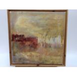 English School, oil on canvas, 2nd half 20th century - Abstract, 36cm square, framed