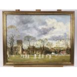 J.D. Spreston, oil on artist board, "The Opening Match", initialled also inscribed verso, in gilt