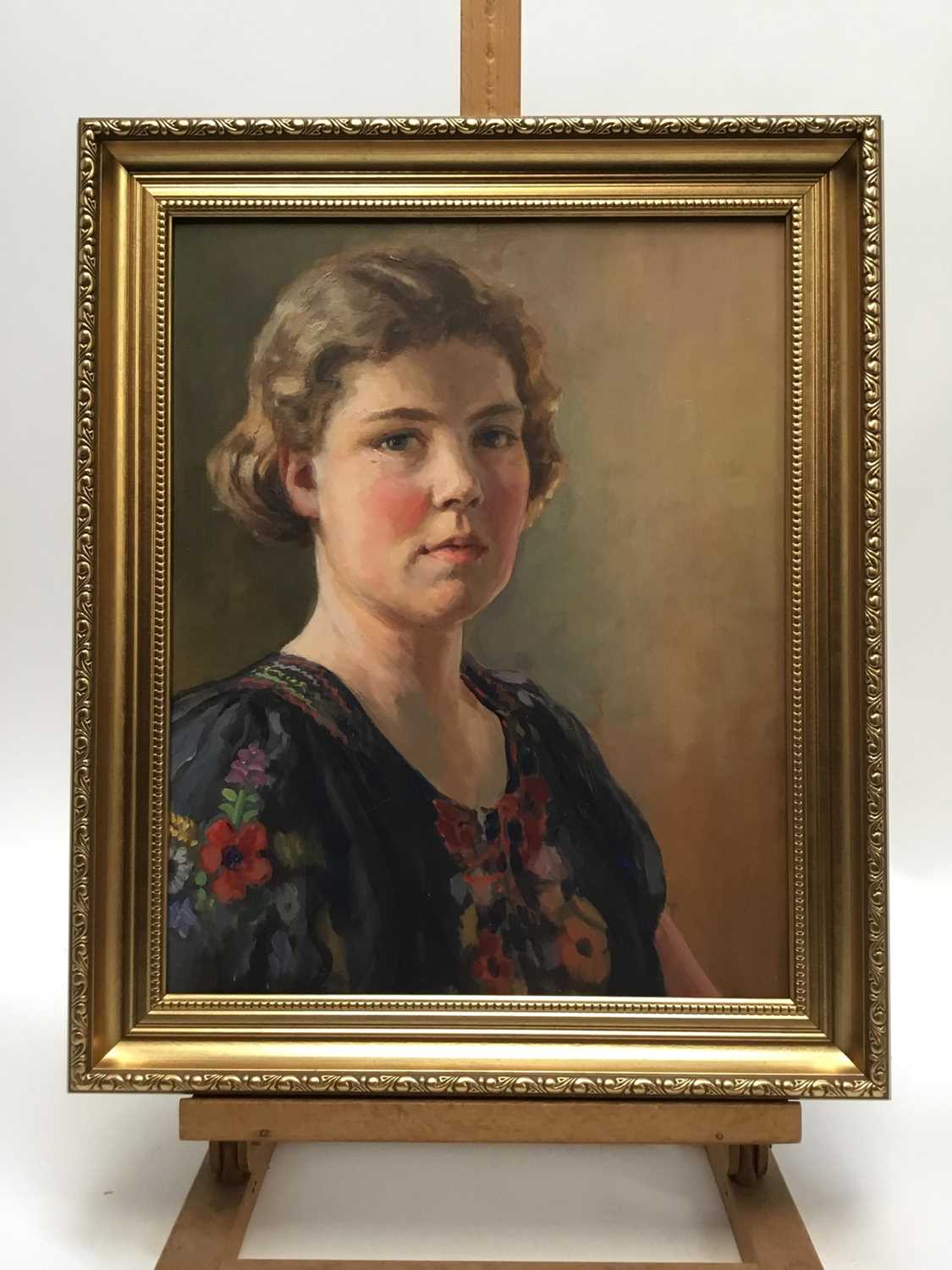 Max Hoffler (1892-1963) oil in board portrait of a young lady - Image 2 of 4