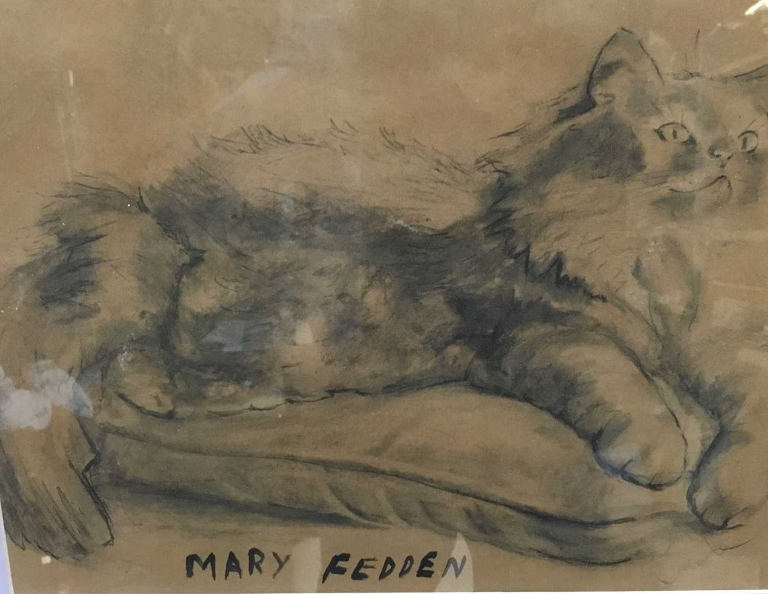 Manner of Mary Fedden (1915-2012) charcoal - cat