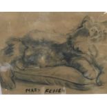 Manner of Mary Fedden (1915-2012) charcoal - cat