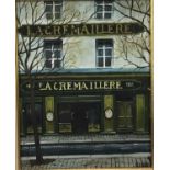 French School, oil on canvas, A street scene outside La Cremaillere, oil on canvas, indistinctly