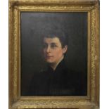 Late 19th / Early 20th century English school oil on canvas - portrait of a lady, in gilt frame