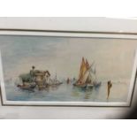 E Parrini (late 19th / early 20th century) watercolour- Venetian lagoon