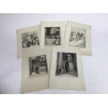 Therese Lessore (1884-1945) group of five unsigned drypoint etchings