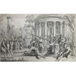 After Bartolozzi, 18th century engraving, depicting a festival, 34 x 22cm, together with a folder of