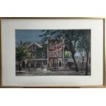 E. Grant, contemporary, pen, ink and watercolour - Architectural House, signed, in glazed gilt frame