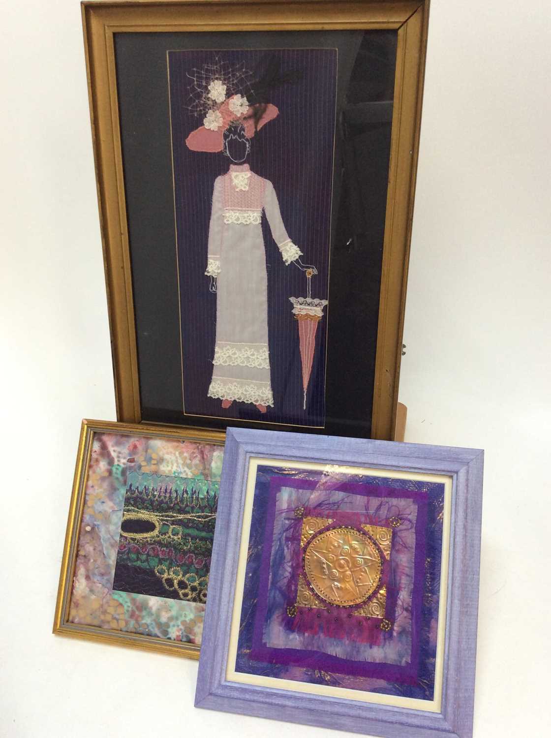 Group of decorative textile and mixed media panels by artists including Joy Clucas, Penelope Butterw