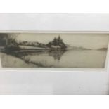 John George Matheison (act. 1918-1940) signed etching - Loch Ard, 9cm x 24cm, in glazed frame