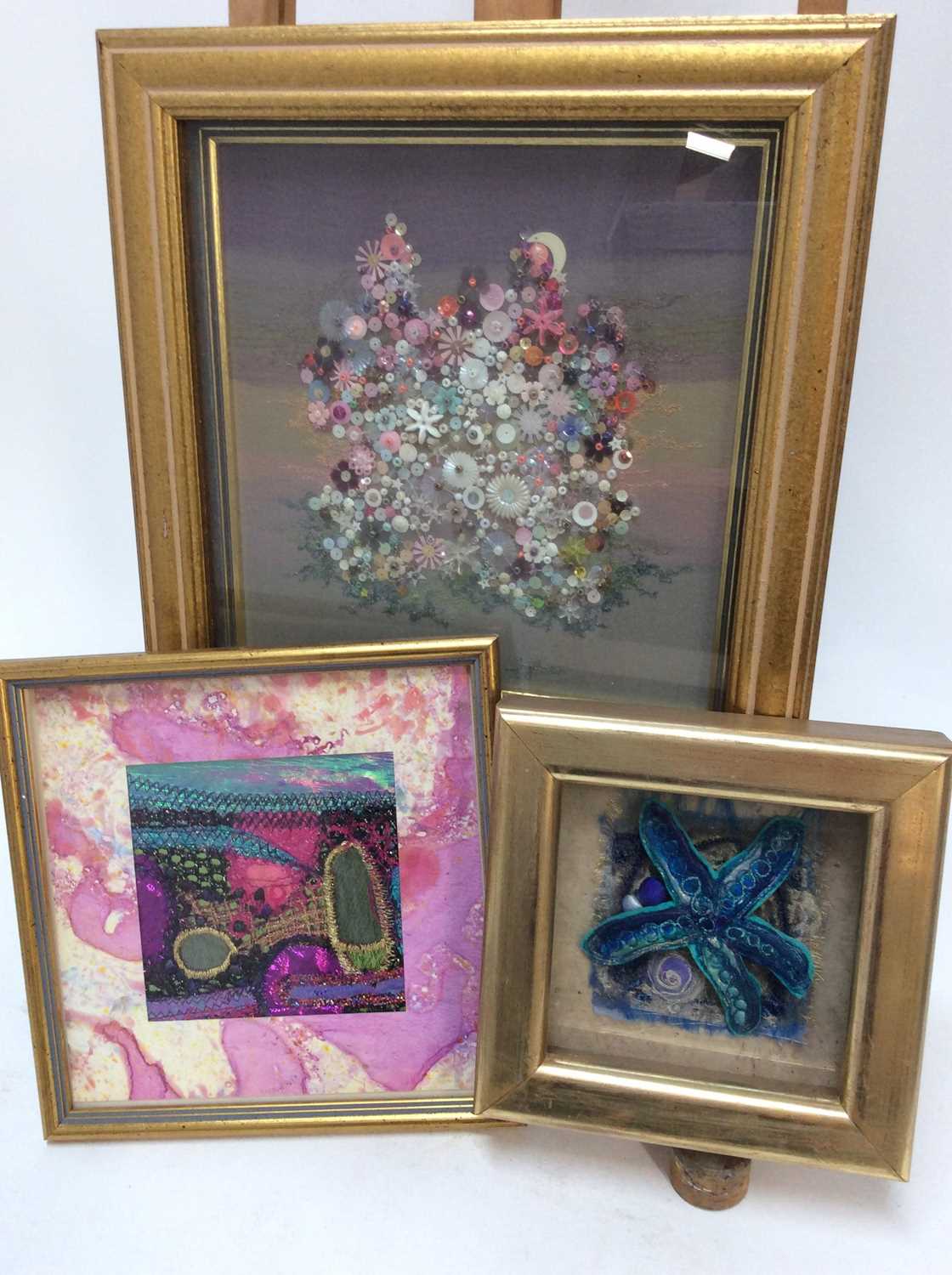 Group of decorative textile and mixed media panels by artists including Joy Clucas, Penelope Butterw - Image 2 of 2