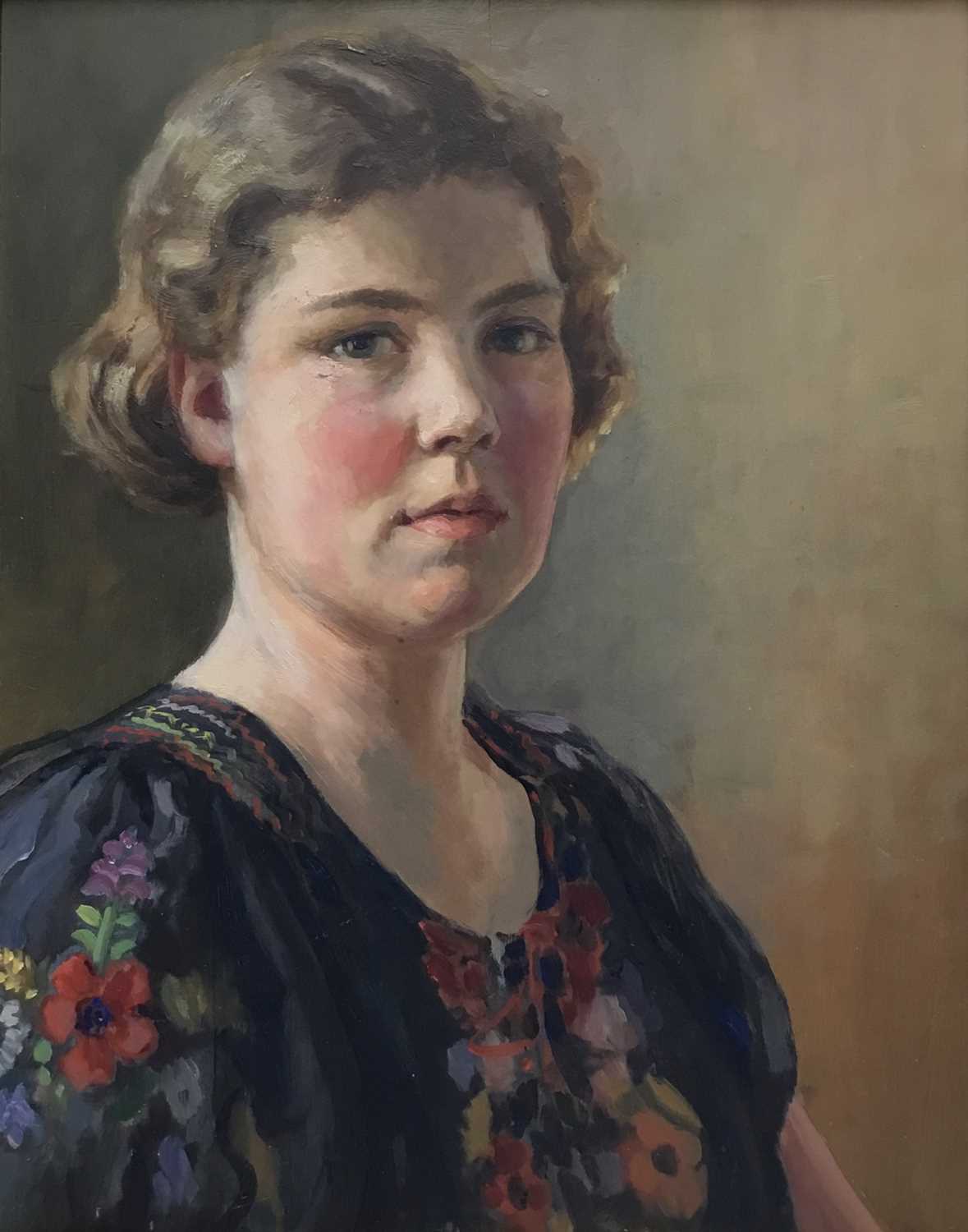 Max Hoffler (1892-1963) oil in board portrait of a young lady