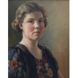 Max Hoffler (1892-1963) oil in board portrait of a young lady