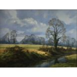 Christopher Osborne oil on canvas - March Landscape, signed, in gilt frame