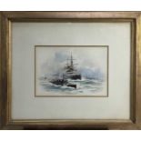 William Stephen Tomkin (1861-1940) watercolour - Destroyers at Sea, signed and dated 1902