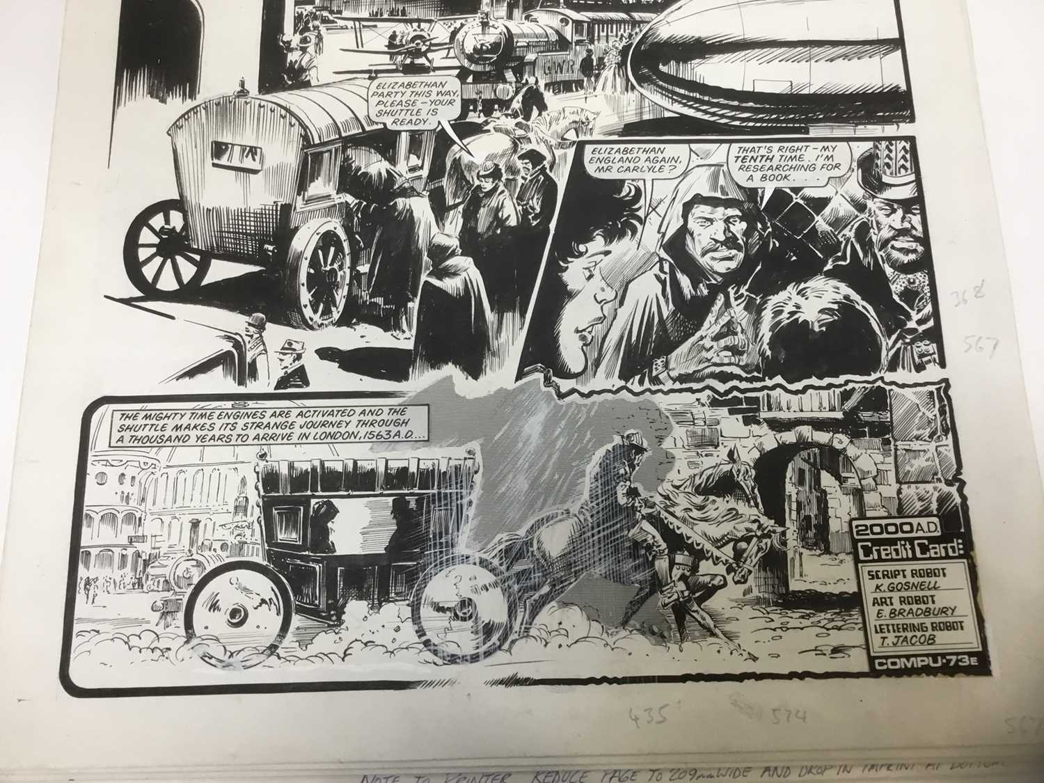 Comic Book Interest: series of 6 pages of original illustrations to 2000AD - Image 2 of 11