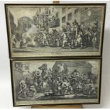 Pair of Hogarth framed 18th Century engravings, Humorous and Satirical. Hudibras, encounters the shi