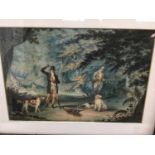 Pair of good quality 19th century hand coloured hunting etchings in the style of Howitt, framed and