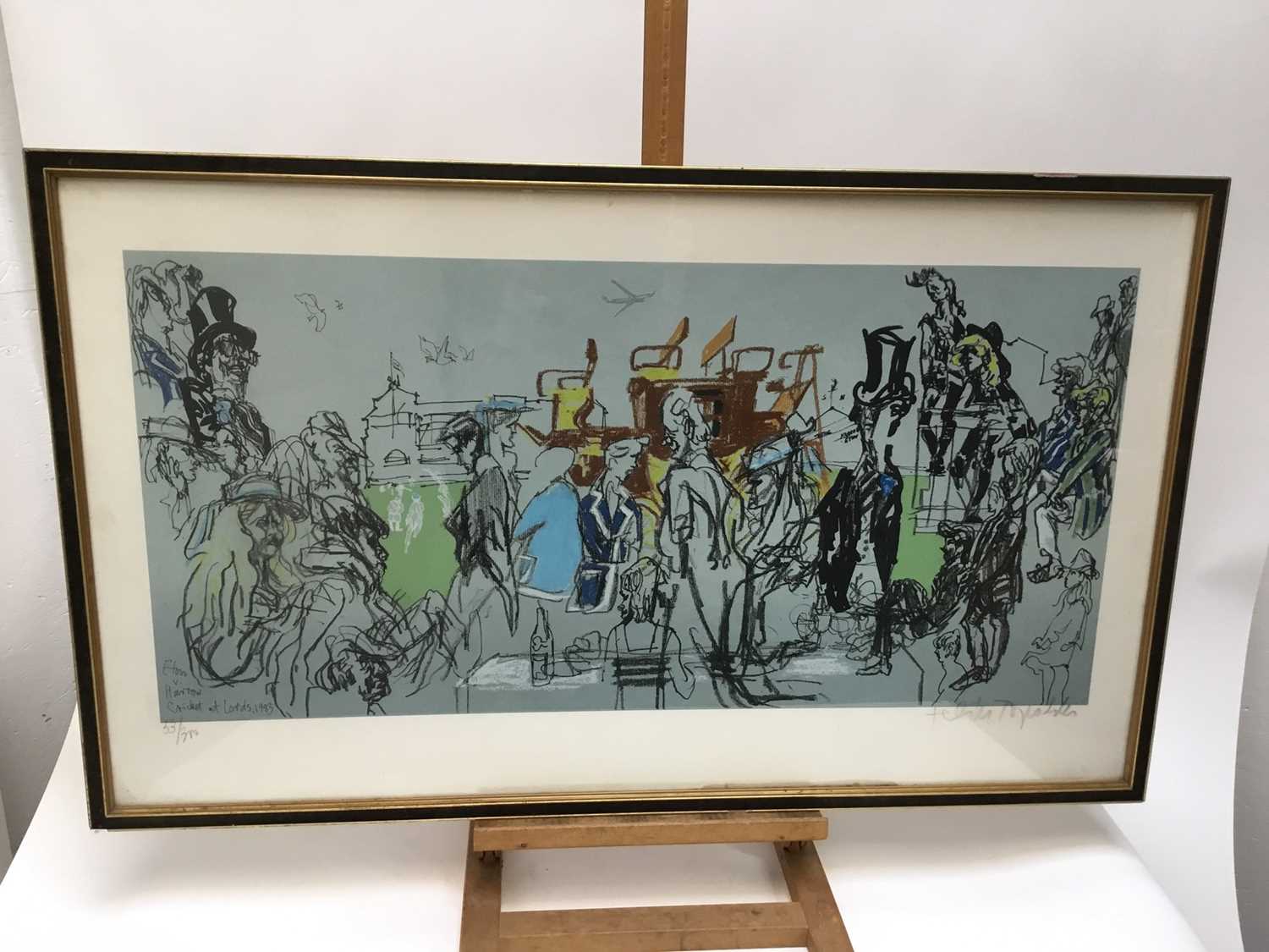 Feliks Topolski (1907-1989) - signed limited edition colour lithograph - Eton v Harrow, Cricket at L - Image 2 of 5