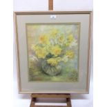 Jean Douglas, 20th century, pastel on paper - still life of daffodils in a glass bowl, initialled, 4