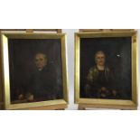 W. Fayer (circa 1818) pair of oil on canvas half length portraits of a Gentleman and his wife, the f