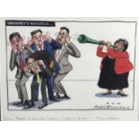 Peter Brookes (b. 1943) original cartoon for The Times 'Hackney's Vuvuzela' signed and inscribed to