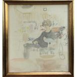 English School, Late 20th century, watercolour - Seated figure, unsigned, 20 x 22cm, glazed frame, P