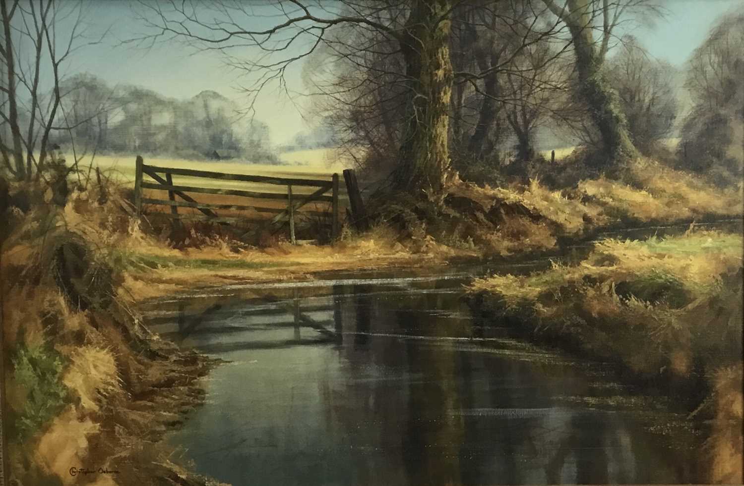 Christopher Osborne, oil on canvas - Winding Brook, signed, in gilt frame