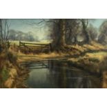 Christopher Osborne, oil on canvas - Winding Brook, signed, in gilt frame