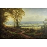 Christopher Osborne oil on canvas - Downland Evening, signed, in scroll frame