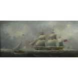 D. Hewitt, late 19th/early 20th century oil on pine panel - shipping at sea, signed, in gilt frame