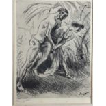 Max Slevogt (1868-1932) etching - Two figures, signed 15 x 11cm