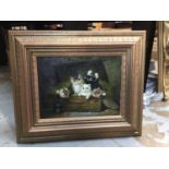 Framed painting of cats in a basket, signed H. Marcel, 39.5cm x 29.5cm, 62.5cm x 52.5cm inc. frame