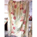 Four boxes containing floral curtains