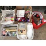 Lot of mixed sewing items including wool, linen, material, threads etc